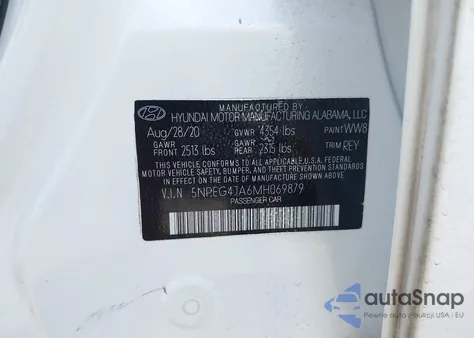 2021 Hyundai Sonata Se from USA, damaged, VIN 5NPEG4JA6MH069879